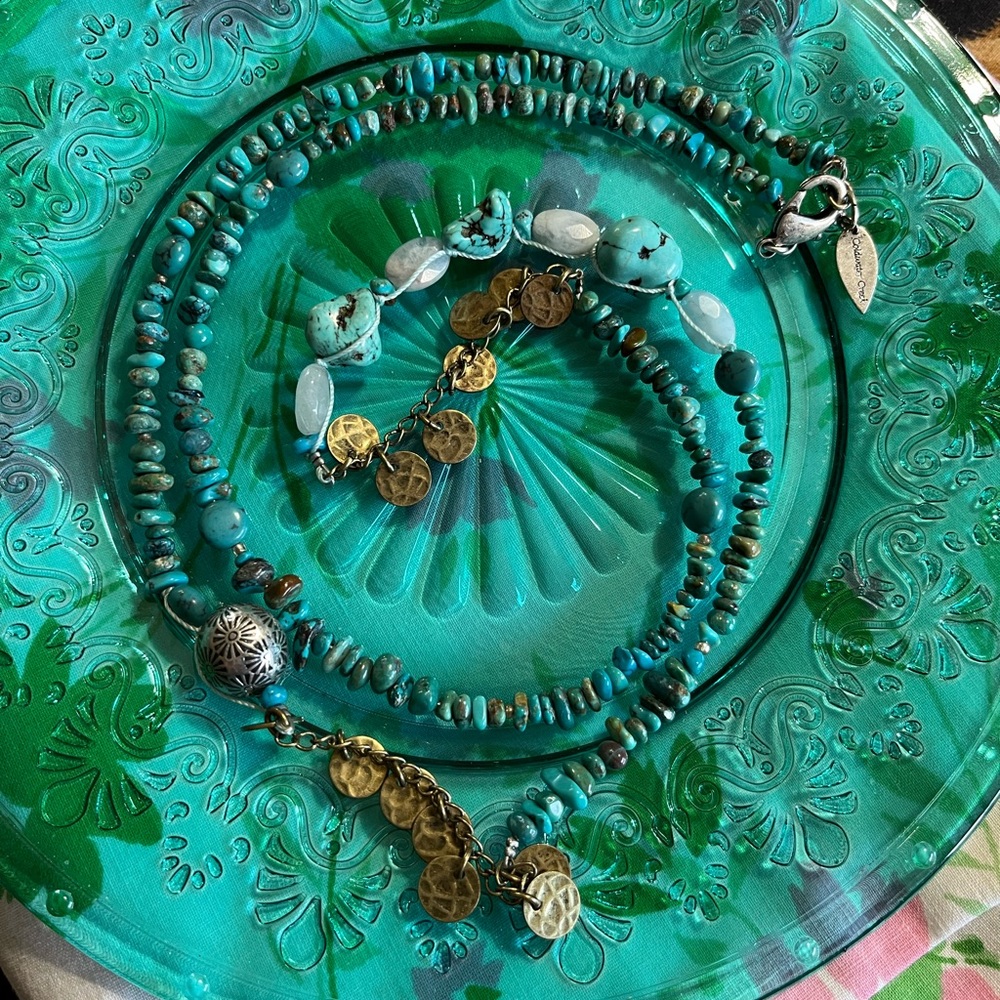 Coldwater Creek Simulated Turquoise Beaded Costume Jewelry Necklace